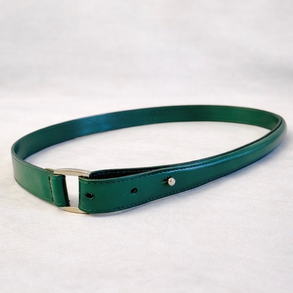Vintage Ralph Lauren Emerald Green Tubular Leather Rolled Skinny Belt Size 30